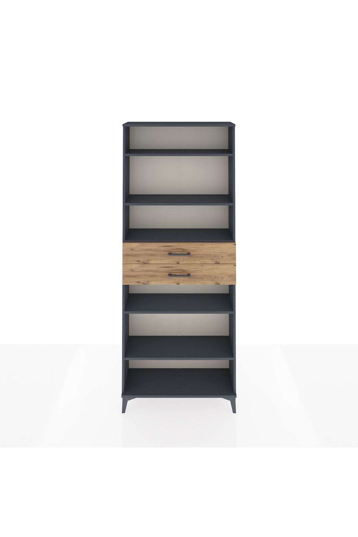 Arges Dolap 5 Raflı 2 Çekmeceli 88x30x221 Antrasit-Çam