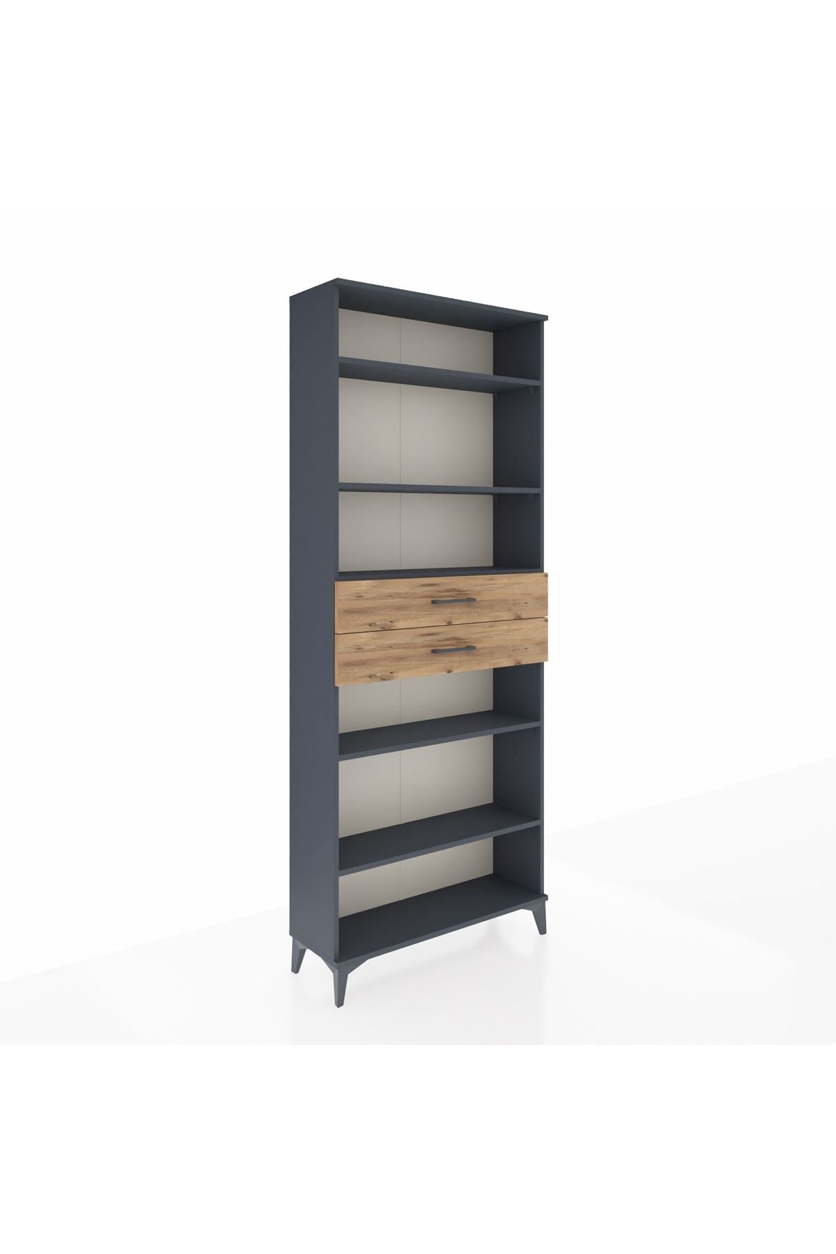 Arges Dolap 5 Raflı 2 Çekmeceli 88x30x221 Antrasit-Çam