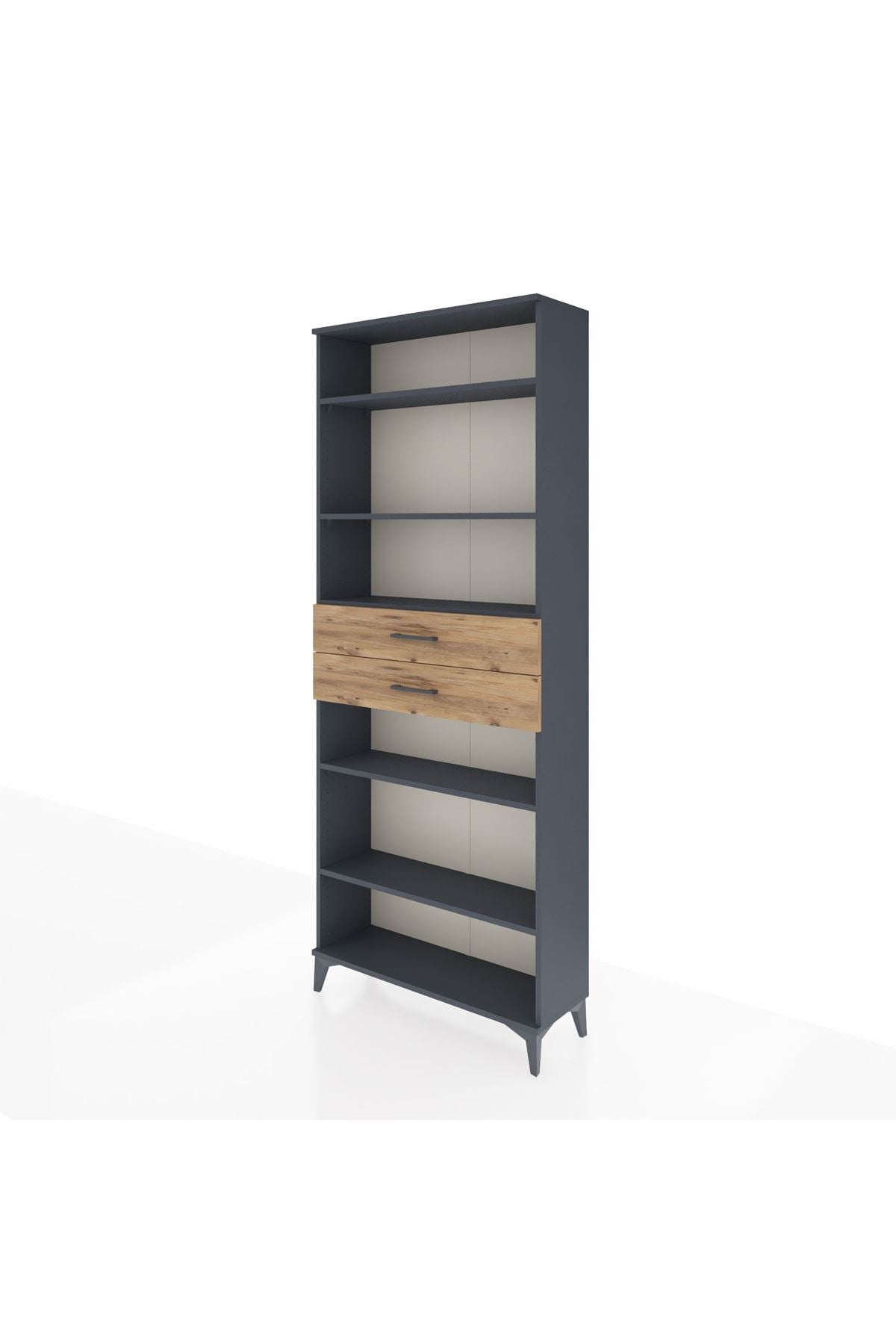 Arges Dolap 5 Raflı 2 Çekmeceli 88x30x221 Antrasit-Çam