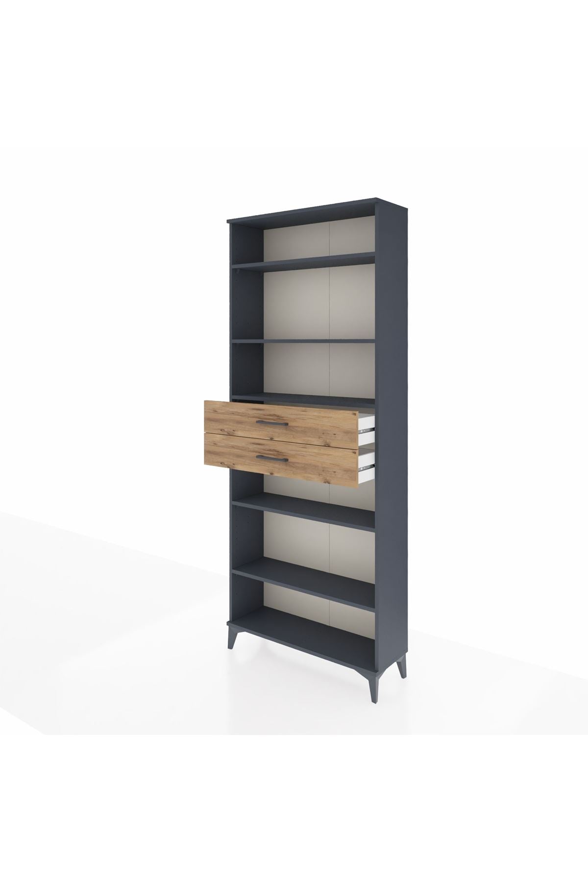 Arges Dolap 5 Raflı 2 Çekmeceli 88x30x221 Antrasit-Çam