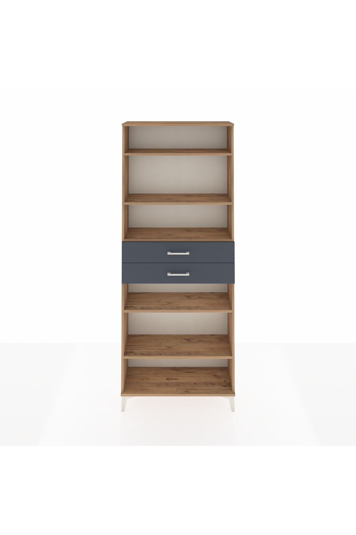 Arges Dolap 5 Raflı 2 Çekmeceli 88x30x221 Çam-Antrasit