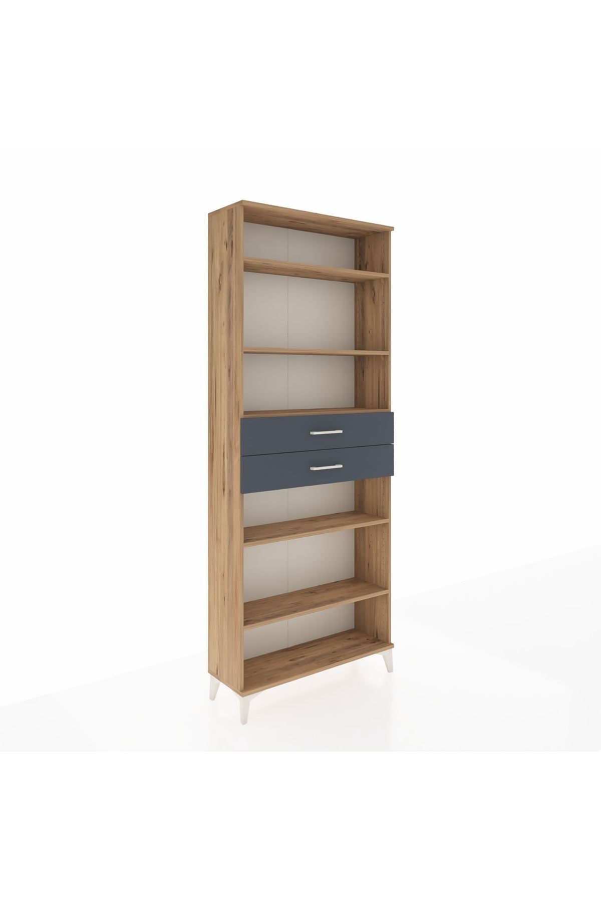 Arges Dolap 5 Raflı 2 Çekmeceli 88x30x221 Çam-Antrasit