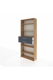 Arges Dolap 5 Raflı 2 Çekmeceli 88x30x221 Çam-Antrasit