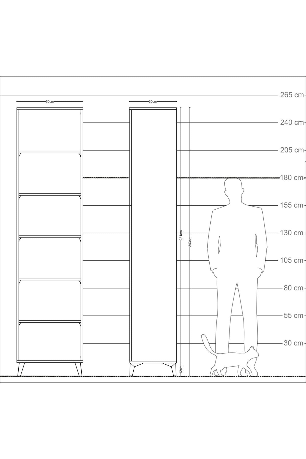 Arges Dolap 4 Raflı 2 Kapaklı 60x30x243 Aytaşı-Çam