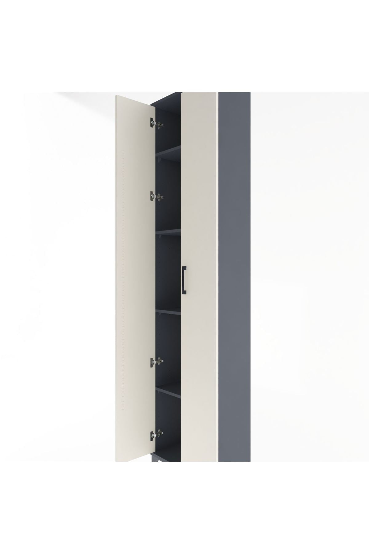 Arges Dolap 4 Raflı 2 Kapaklı 60x30x243 Antrasit-Aytaşı