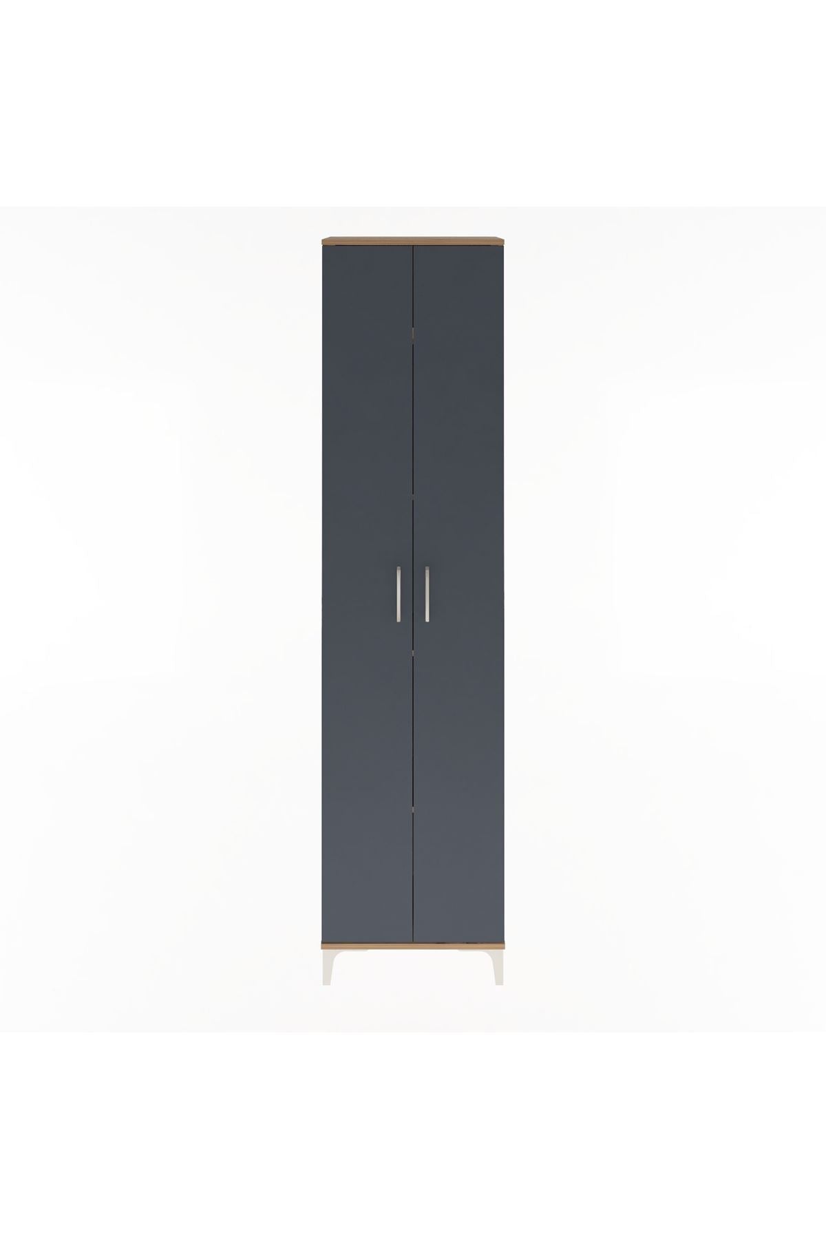 Arges Dolap 4 Raflı 2 Kapaklı 60x30x243 Çam-Antrasit