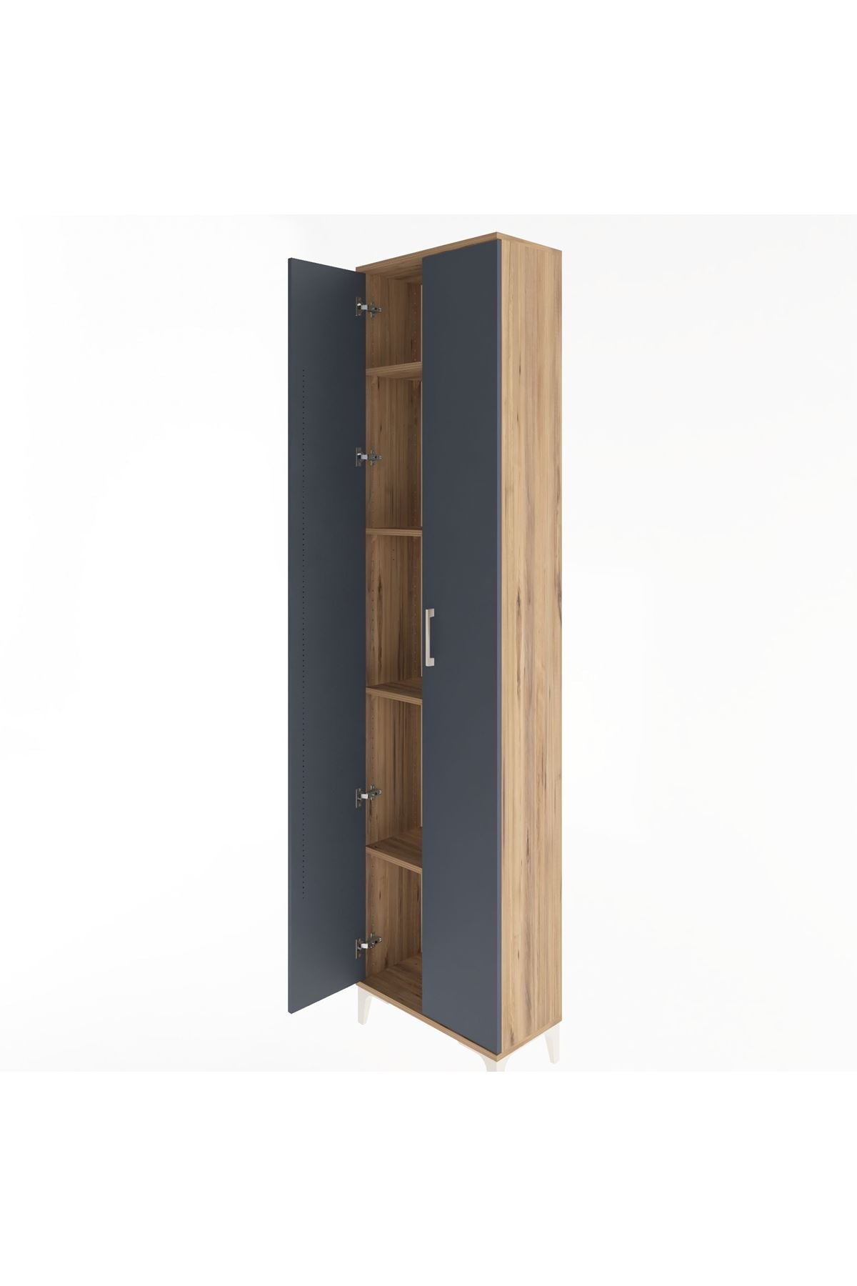 Arges Dolap 4 Raflı 2 Kapaklı 60x30x243 Çam-Antrasit