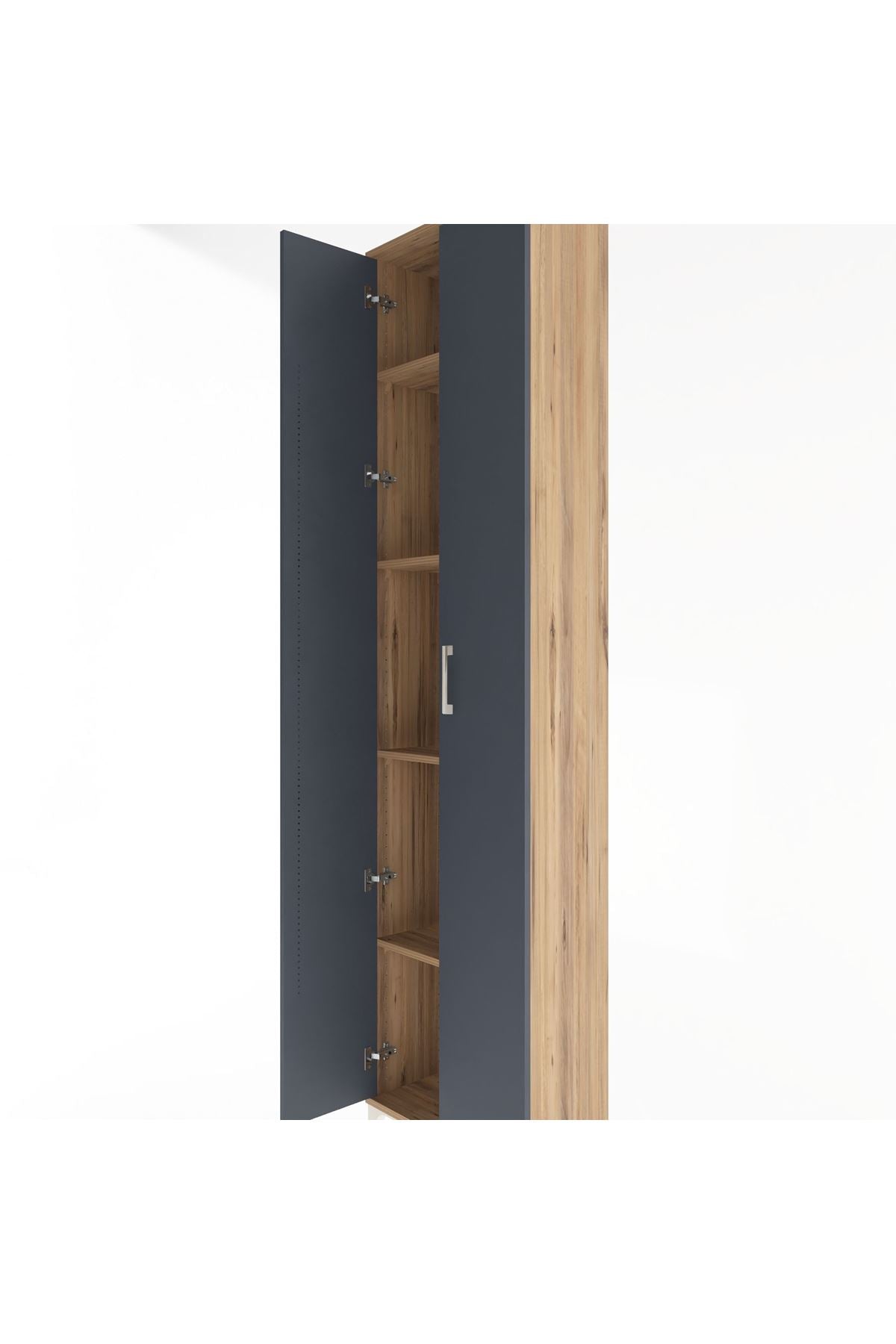 Arges Dolap 4 Raflı 2 Kapaklı 60x30x243 Çam-Antrasit