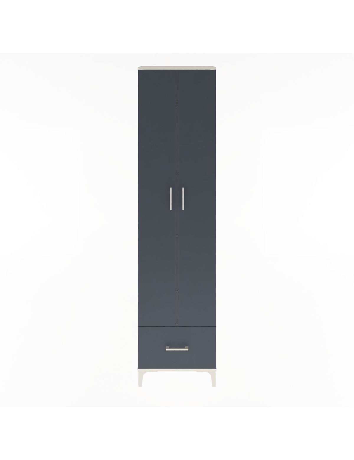 Arges Dolap 5 Raflı Tek Çekmeceli 2 Kapaklı 60x30x243 Aytaşı-Antrasit