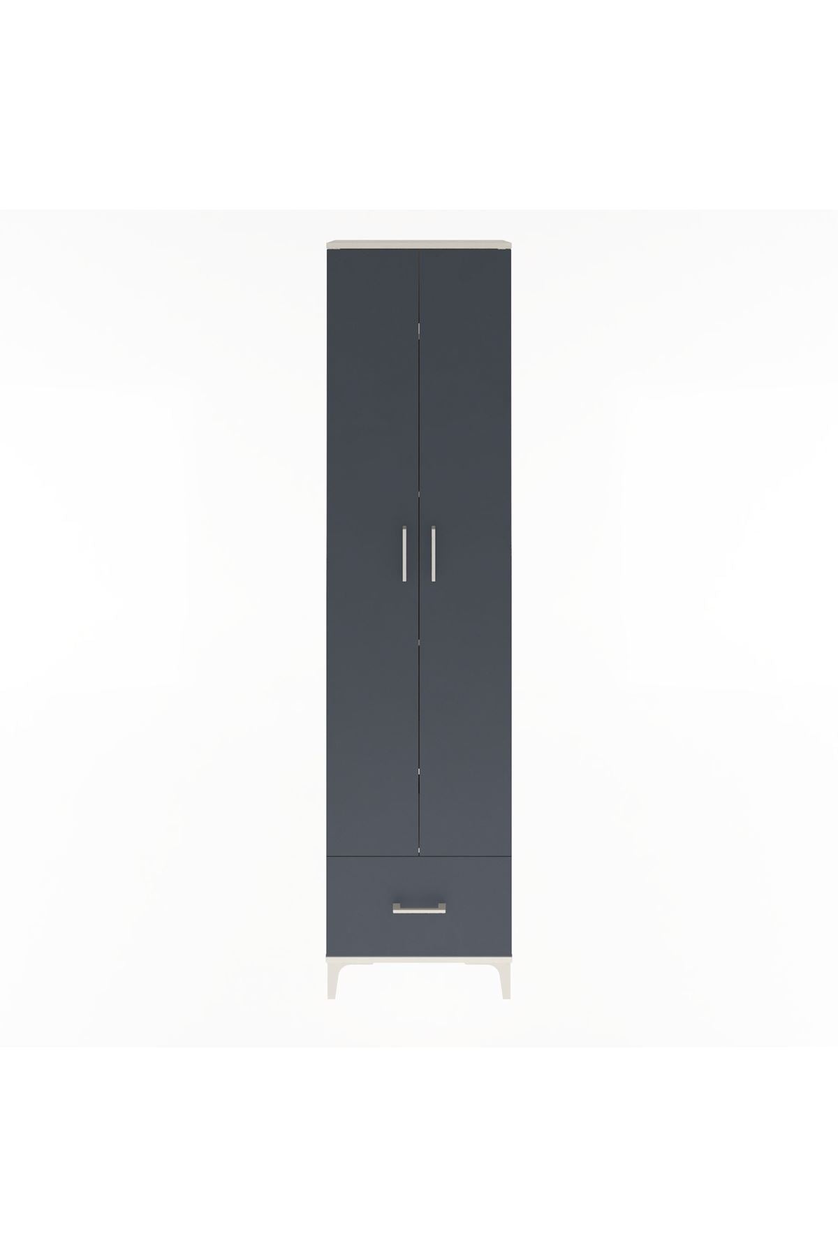 Arges Dolap 5 Raflı Tek Çekmeceli 2 Kapaklı 60x30x243 Aytaşı-Antrasit