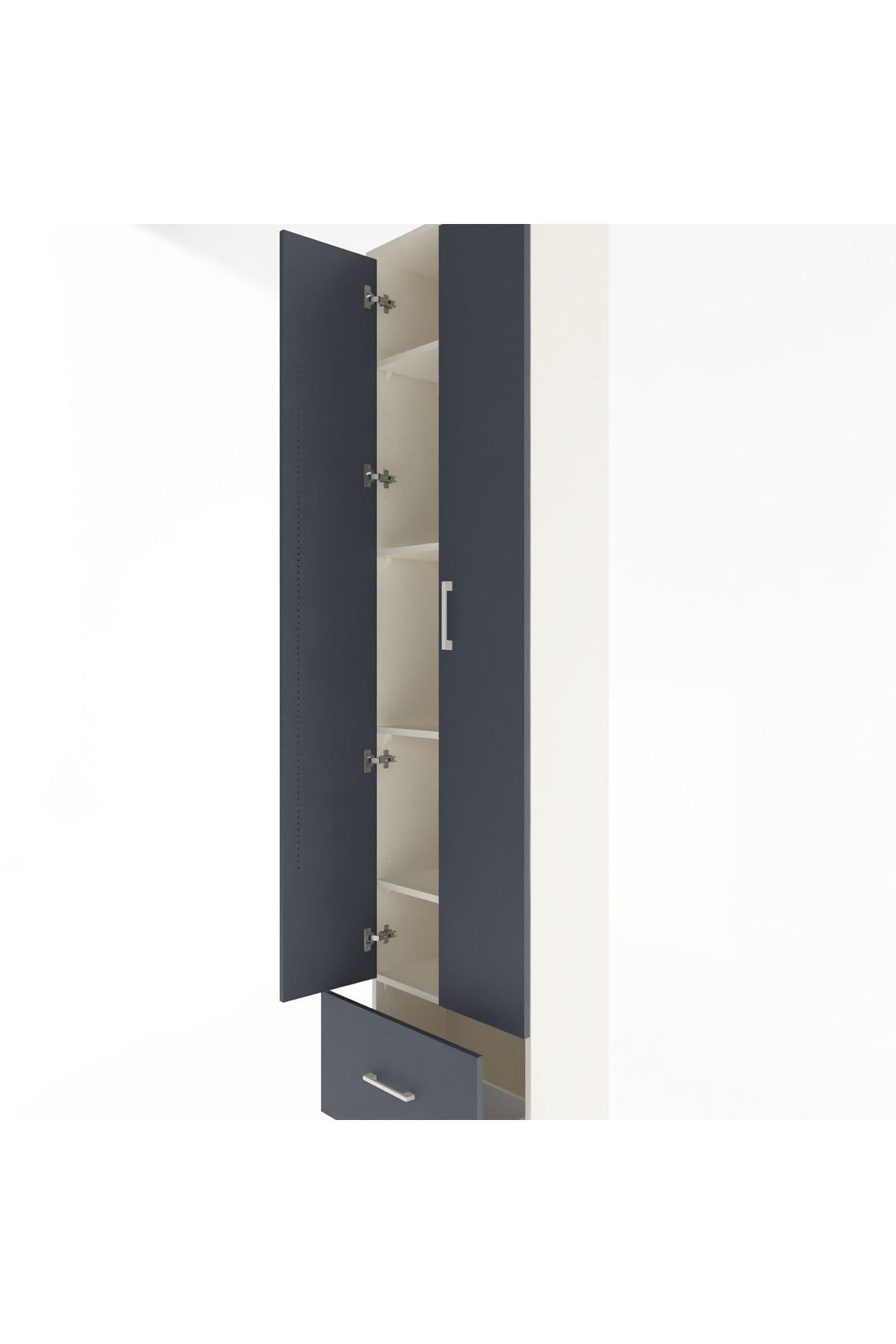 Arges Dolap 5 Raflı Tek Çekmeceli 2 Kapaklı 60x30x243 Aytaşı-Antrasit