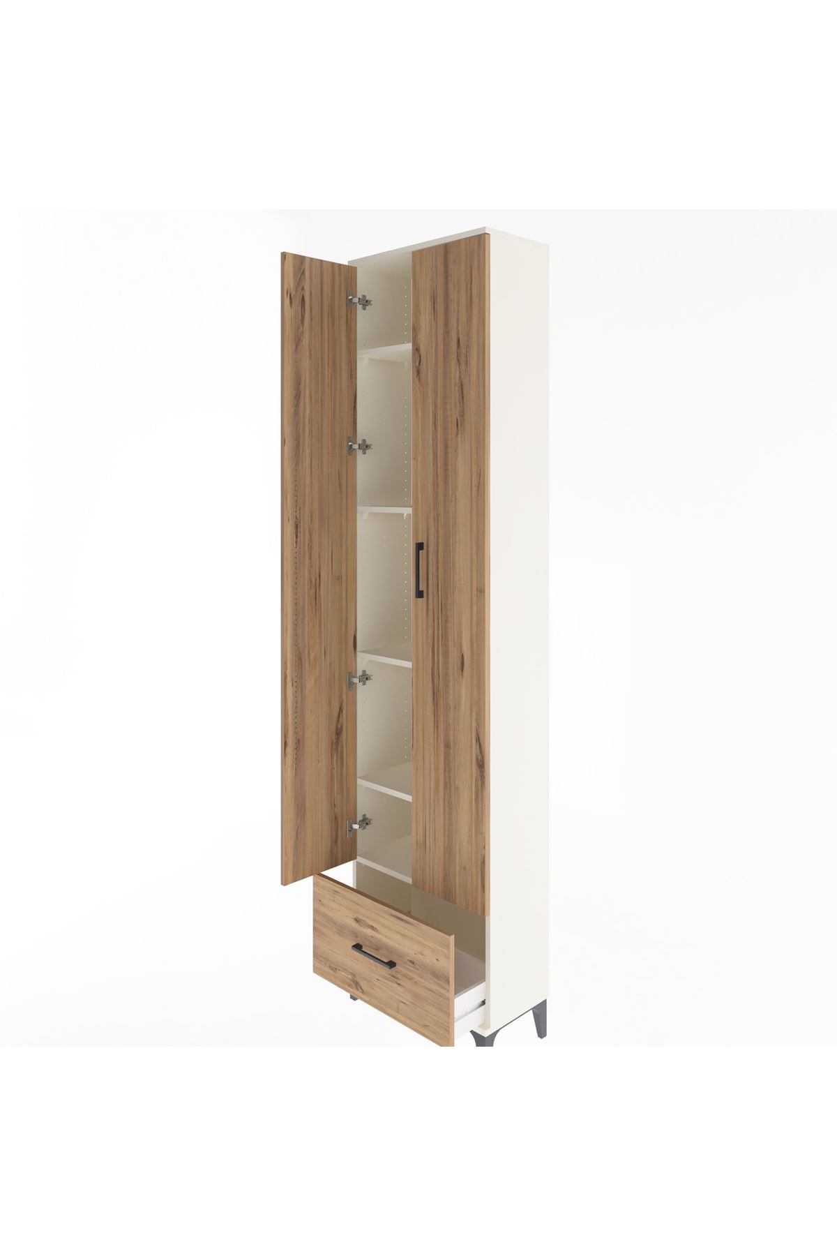 Arges Dolap 5 Raflı Tek Çekmeceli 2 Kapaklı 60x30x243 Aytaşı-Çam