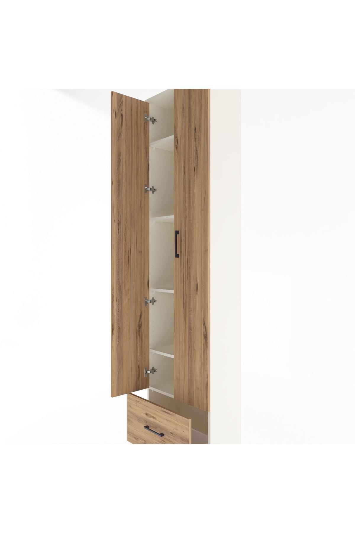 Arges Dolap 5 Raflı Tek Çekmeceli 2 Kapaklı 60x30x243 Aytaşı-Çam