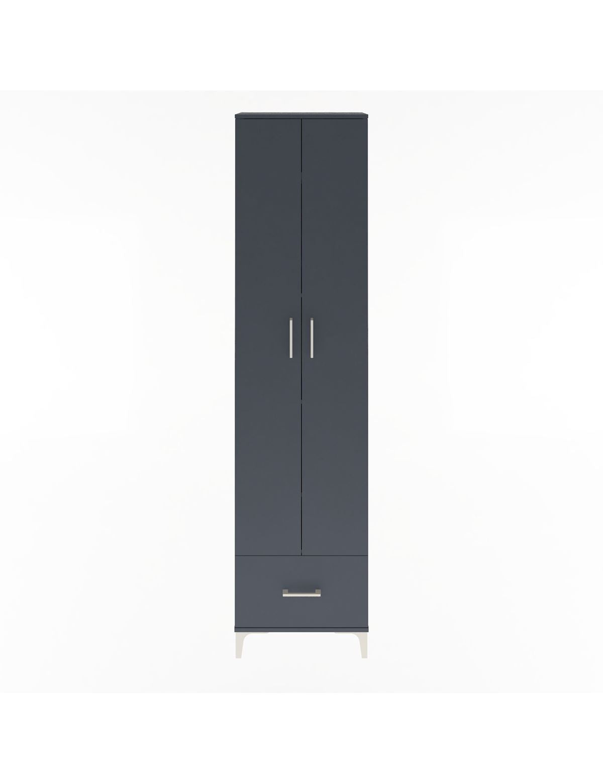 Arges Dolap 5 Raflı Tek Çekmeceli 2 Kapaklı 60x30x243 Antrasit-Antrasit