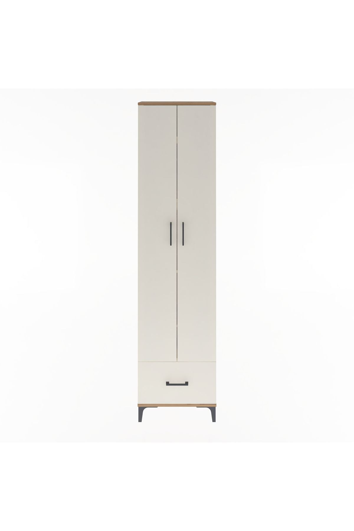 Arges Dolap 5 Raflı Tek Çekmeceli 2 Kapaklı 60x30x243 Çam-Aytaşı