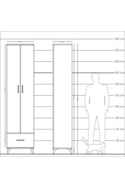 Arges Dolap 5 Raflı Tek Çekmeceli 2 Kapaklı 60x30x243 Antrasit-Çam