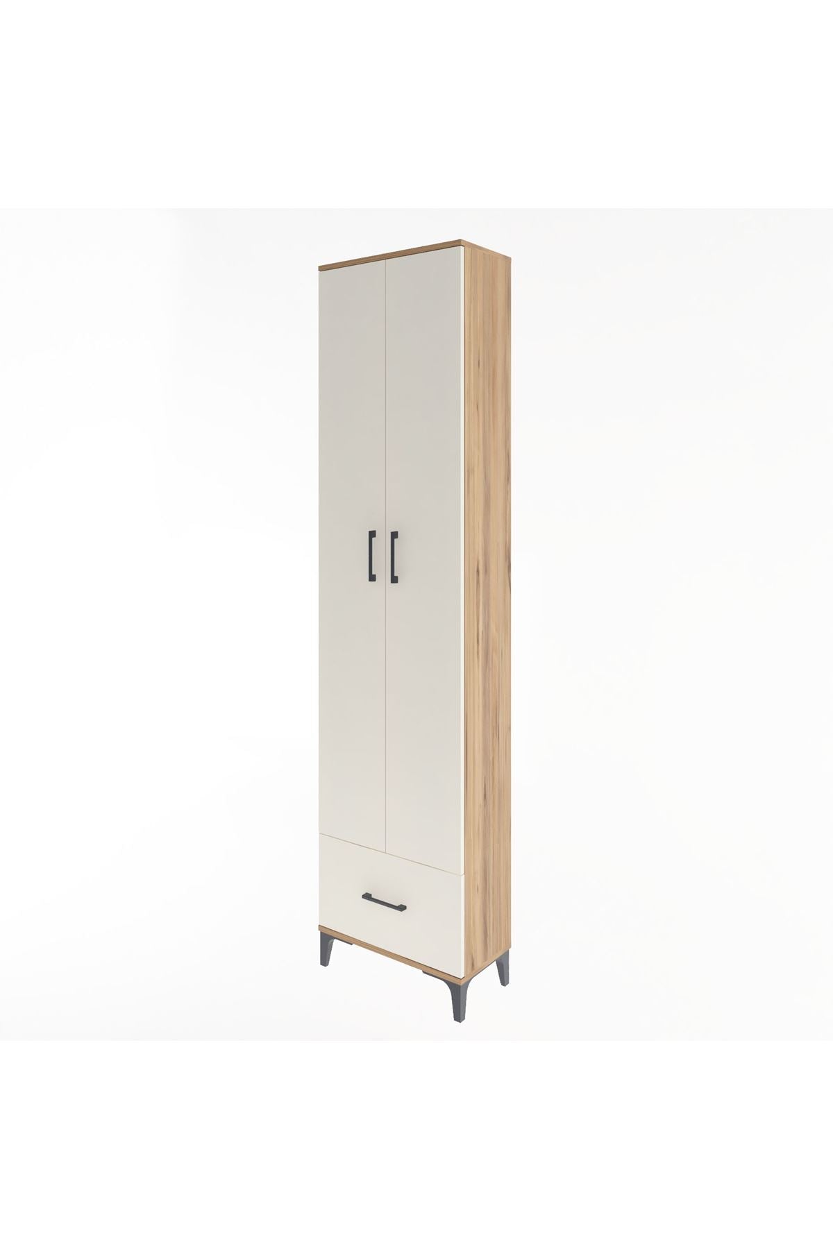 Arges Dolap 5 Raflı Tek Çekmeceli 2 Kapaklı 60x30x243 Çam-Aytaşı