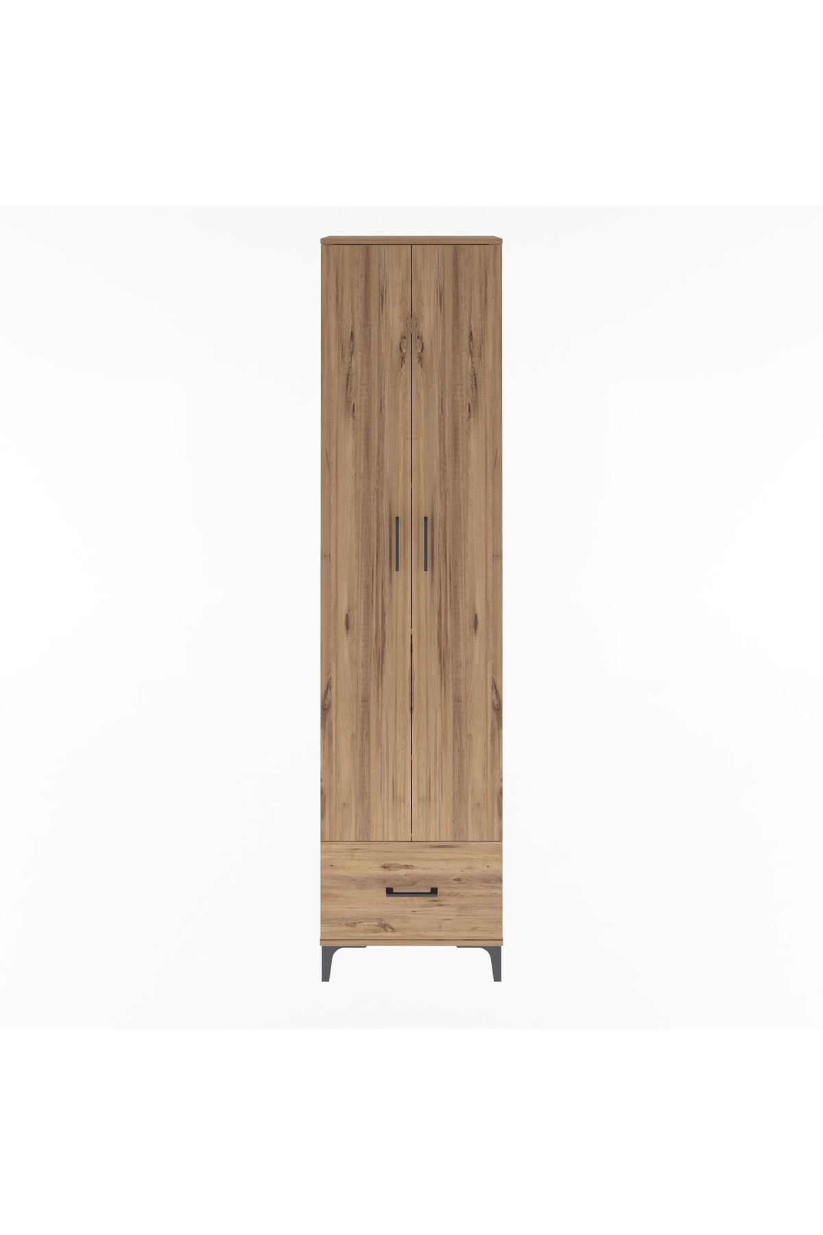 Arges Dolap 5 Raflı Tek Çekmeceli 2 Kapaklı 60x30x243 Çam-Çam