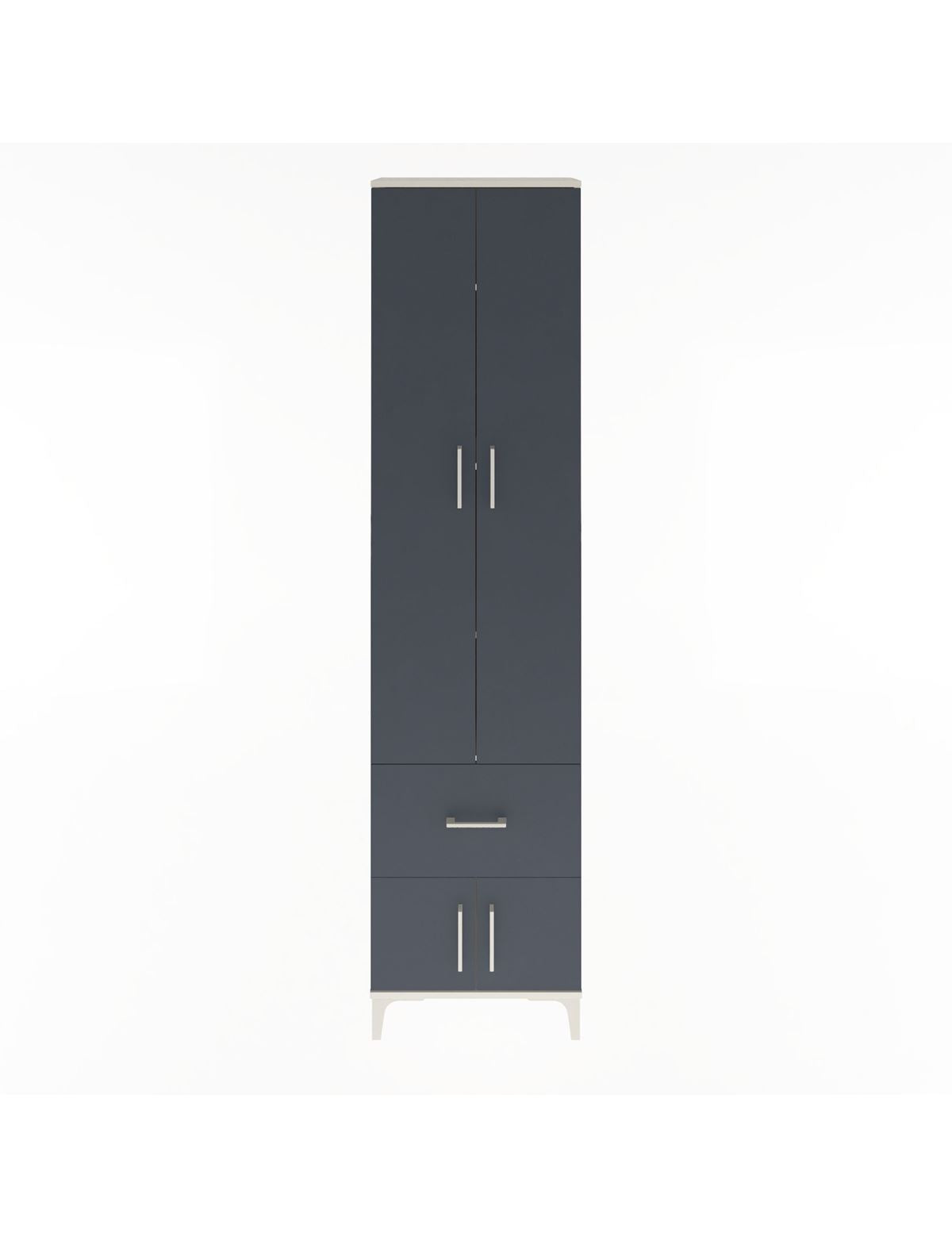 Arges Dolap 4 Raflı Tek Çekmeceli 4 Kapaklı 60x30x243 Aytaşı-Antrasit