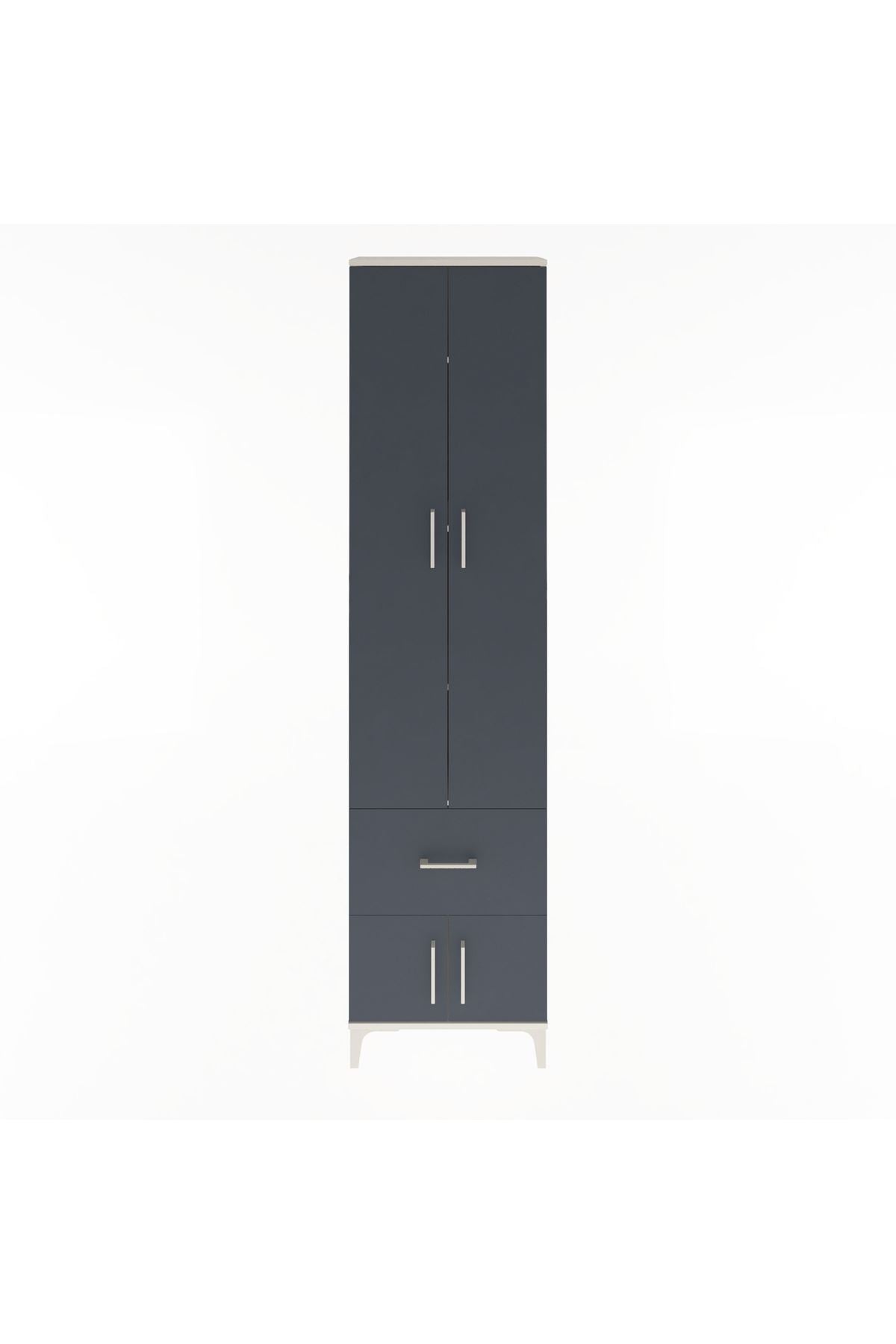 Arges Dolap 4 Raflı Tek Çekmeceli 4 Kapaklı 60x30x243 Aytaşı-Antrasit