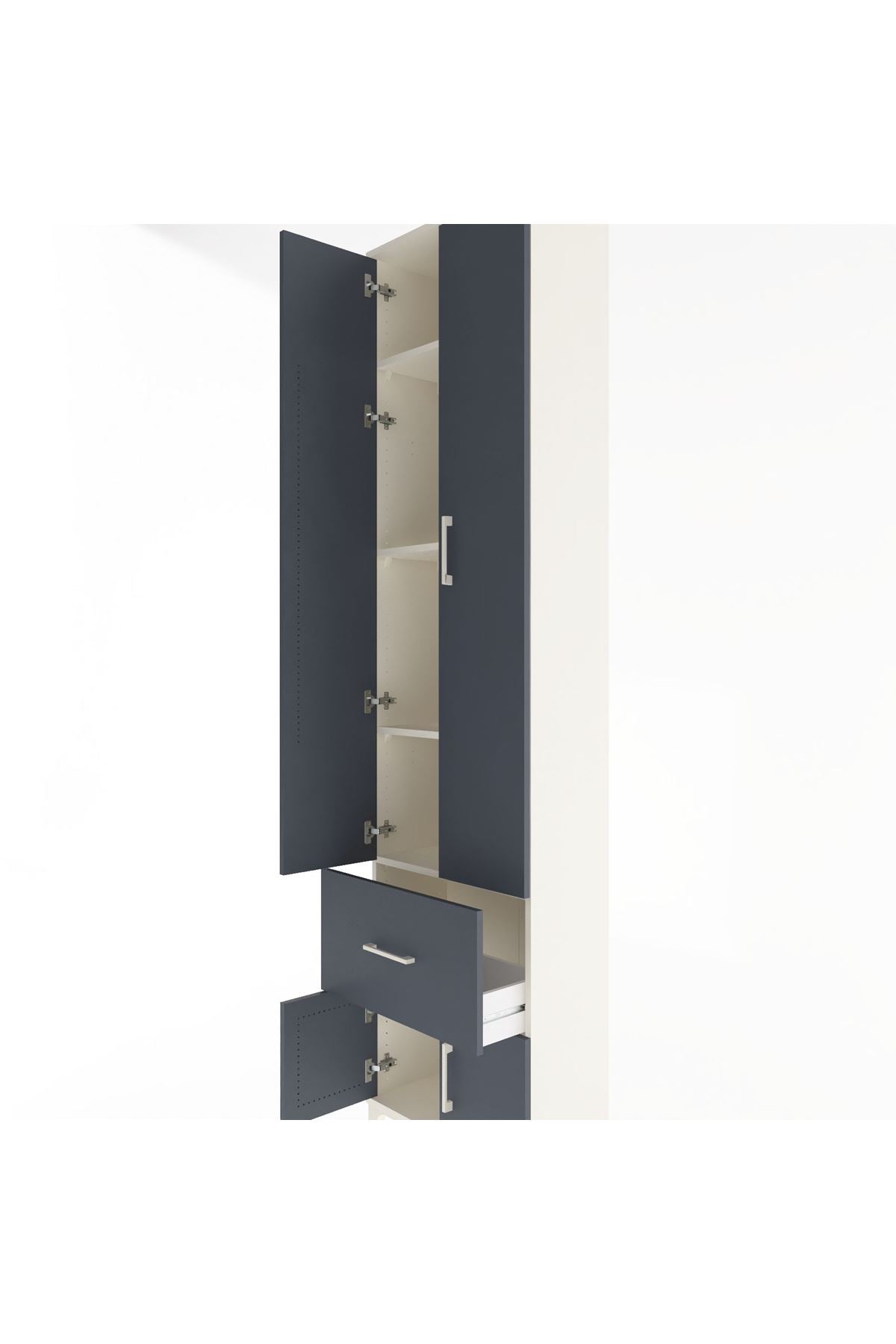 Arges Dolap 4 Raflı Tek Çekmeceli 4 Kapaklı 60x30x243 Aytaşı-Antrasit