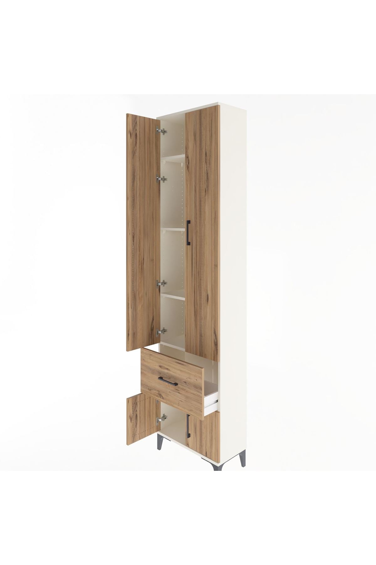 Arges Dolap 4 Raflı Tek Çekmeceli 4 Kapaklı 60x30x243 Aytaşı-Çam