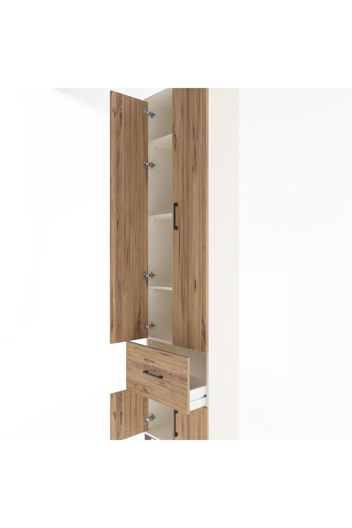 Arges Dolap 4 Raflı Tek Çekmeceli 4 Kapaklı 60x30x243 Aytaşı-Çam