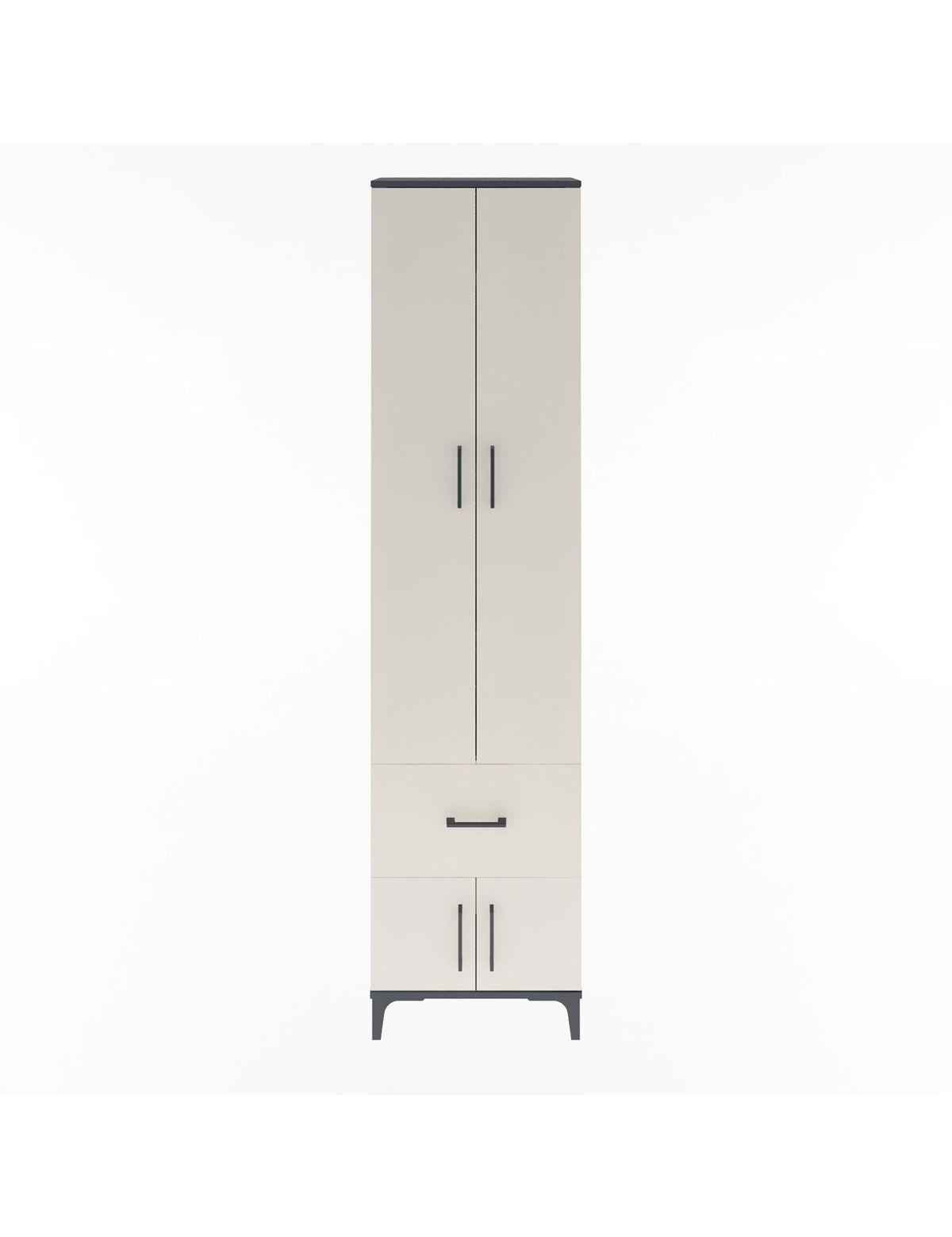 Arges Dolap 4 Raflı Tek Çekmeceli 4 Kapaklı 60x30x243 Antrasit-Aytaşı