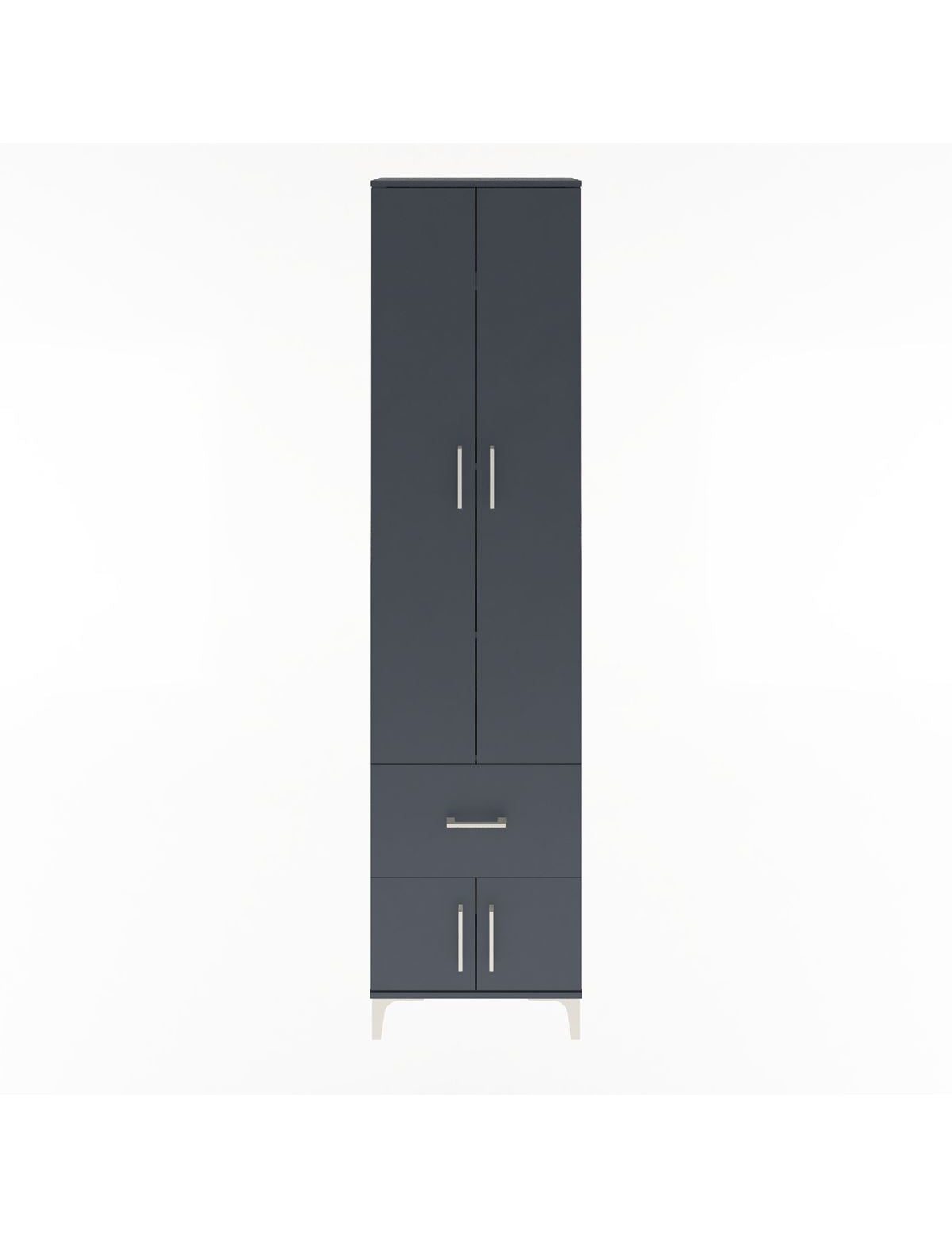 Arges Dolap 4 Raflı Tek Çekmeceli 4 Kapaklı 60x30x243 Antrasit-Antrasit