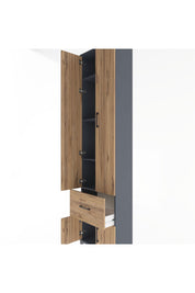 Arges Dolap 4 Raflı Tek Çekmeceli 4 Kapaklı 60x30x243 Antrasit-Çam