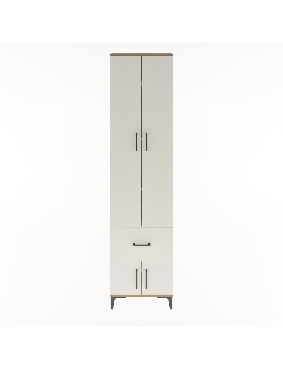 Arges Dolap 4 Raflı Tek Çekmeceli 4 Kapaklı 60x30x243 Çam-Aytaşı