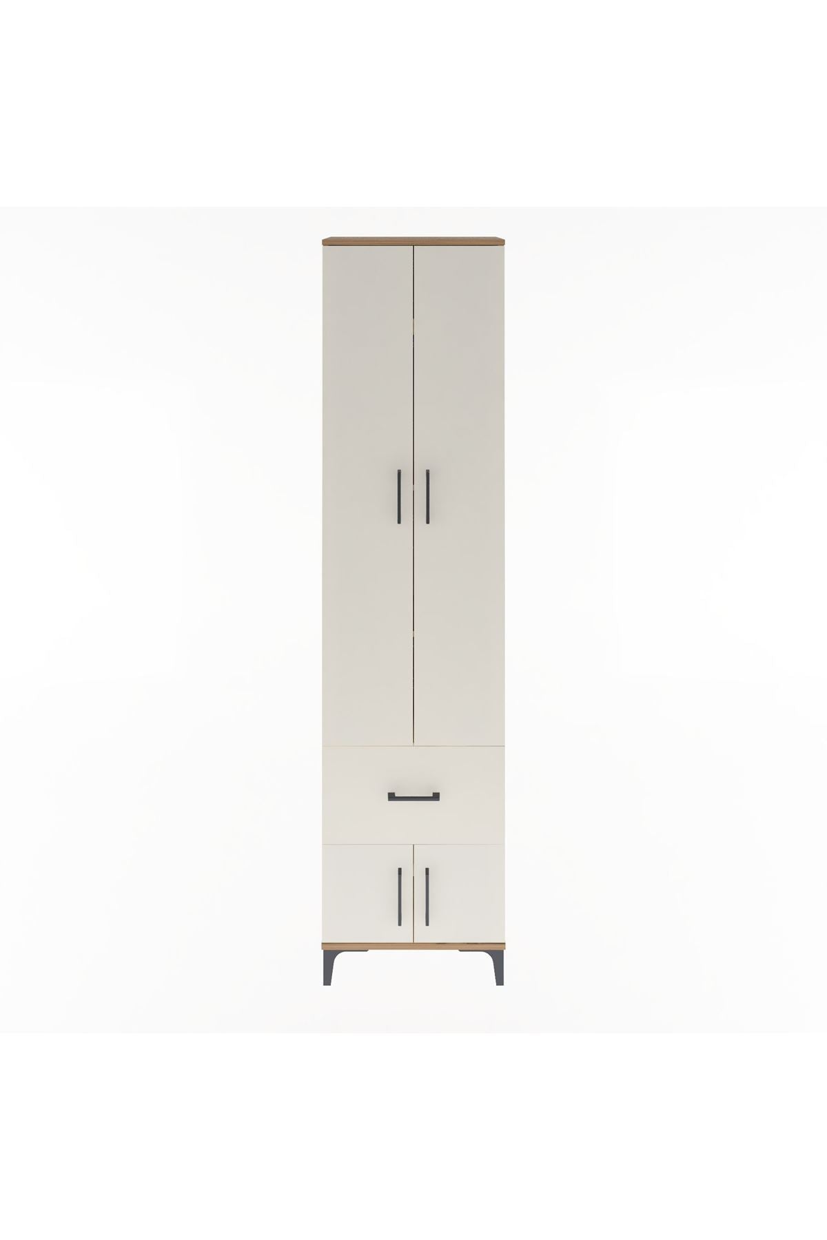 Arges Dolap 4 Raflı Tek Çekmeceli 4 Kapaklı 60x30x243 Çam-Aytaşı