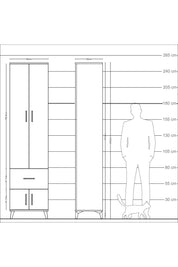 Arges Dolap 4 Raflı Tek Çekmeceli 4 Kapaklı 60x30x243 Çam-Aytaşı