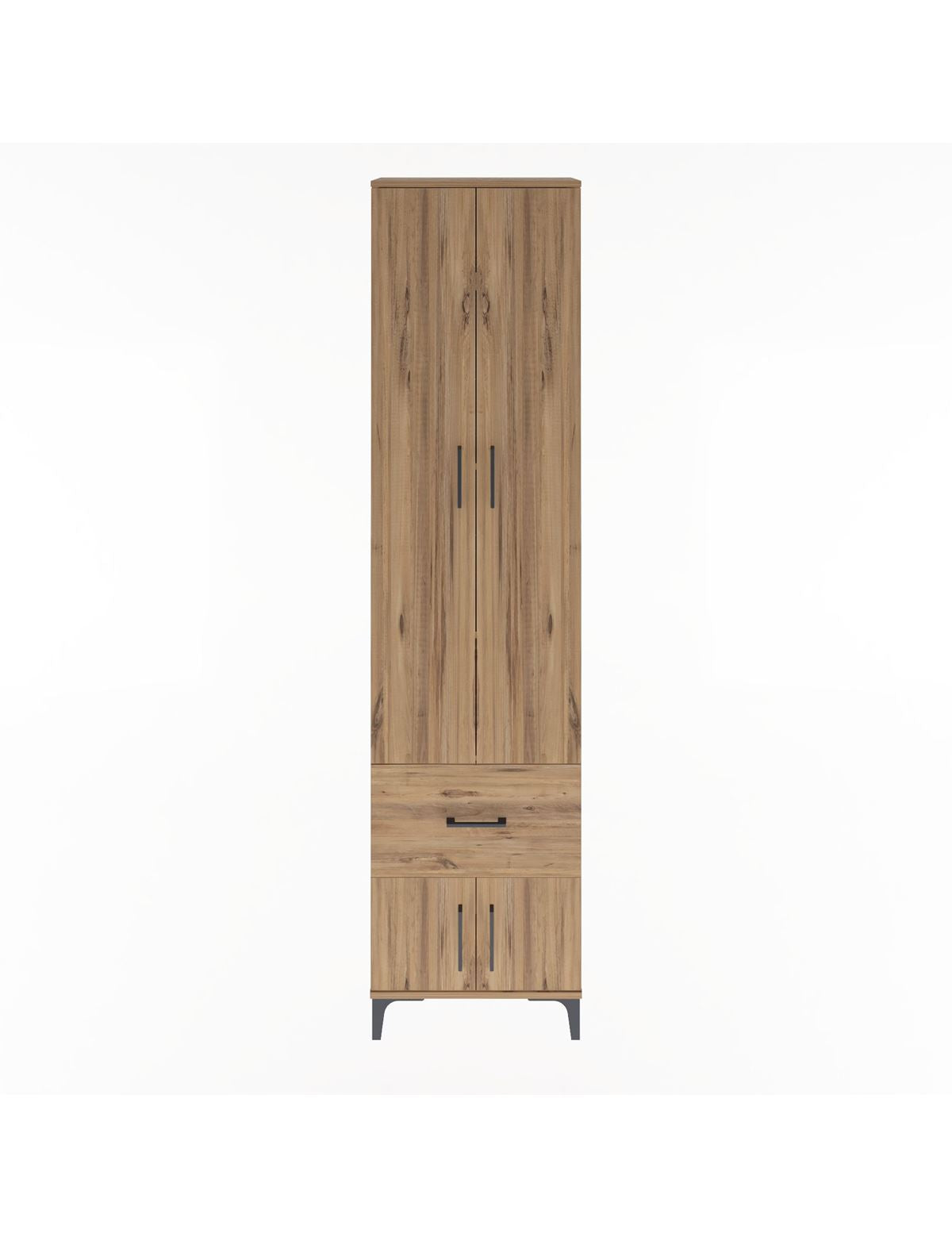 Arges Dolap 4 Raflı Tek Çekmeceli 4 Kapaklı 60x30x243 Çam-Çam