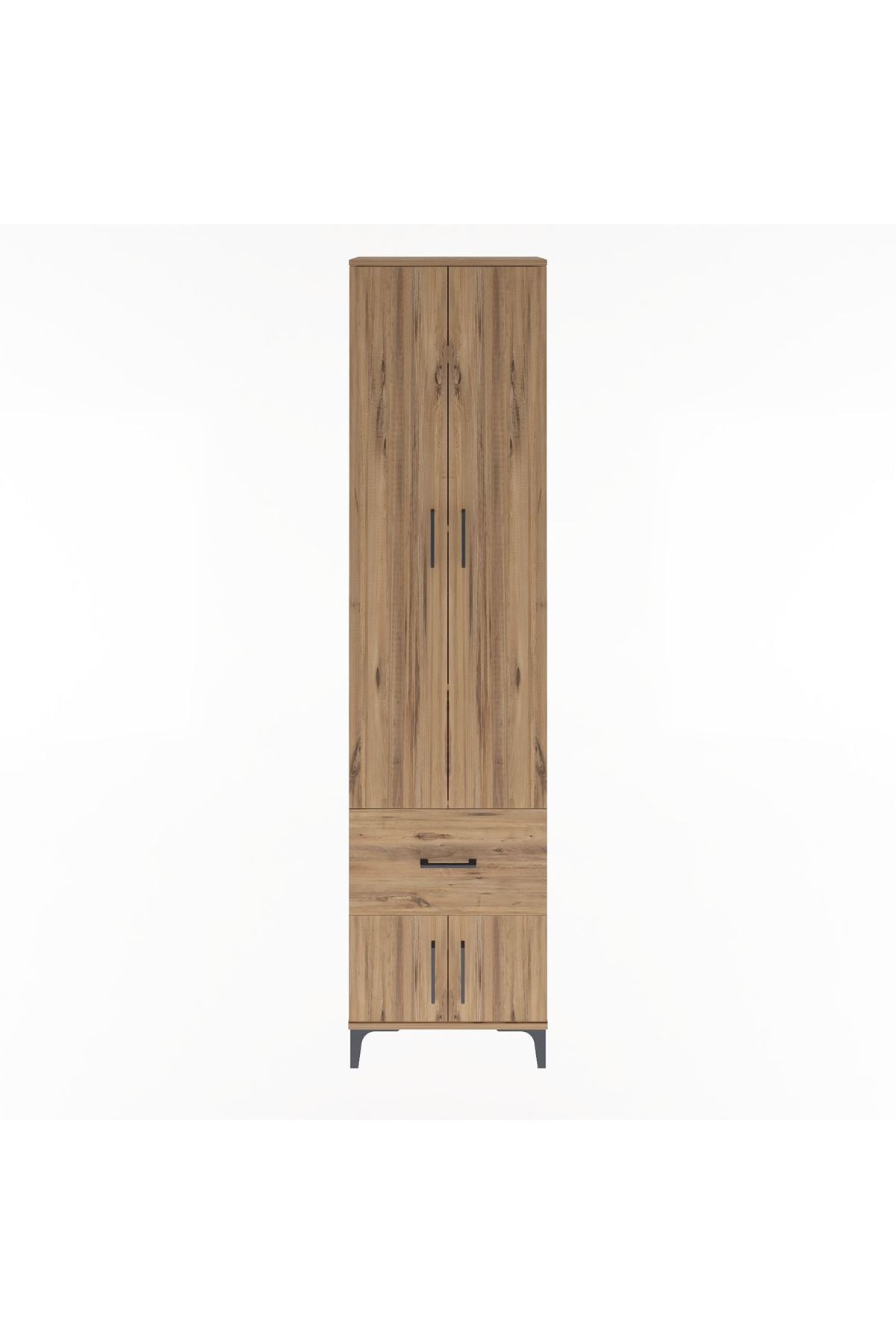 Arges Dolap 4 Raflı Tek Çekmeceli 4 Kapaklı 60x30x243 Çam-Çam