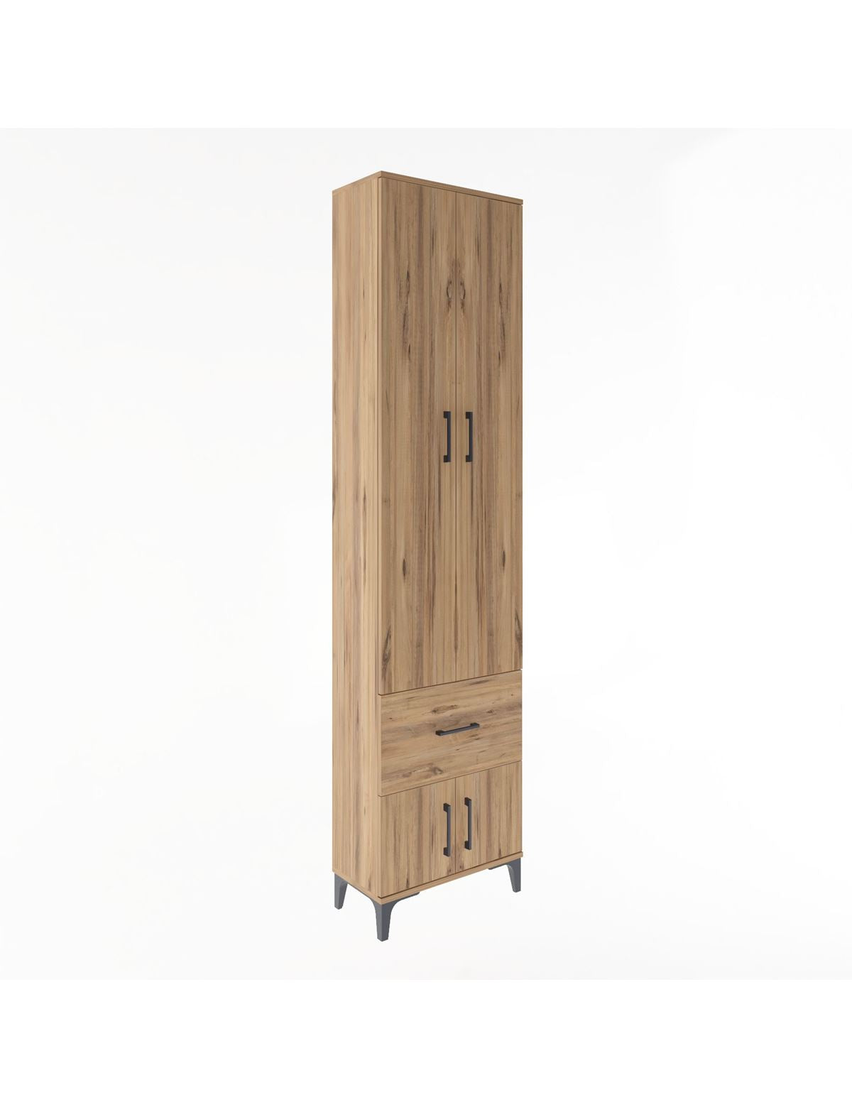 Arges Dolap 4 Raflı Tek Çekmeceli 4 Kapaklı 60x30x243 Çam-Çam