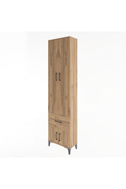 Arges Dolap 4 Raflı Tek Çekmeceli 4 Kapaklı 60x30x243 Çam-Çam