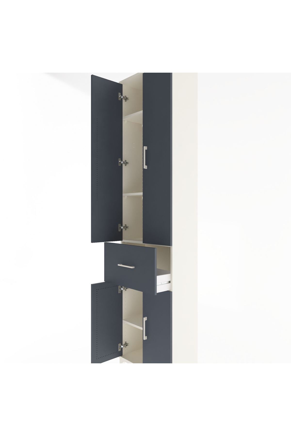 Arges Dolap 4 Raflı Tek Çekmeceli 4 Kapaklı 60x30x243 Aytaşı-Antrasit