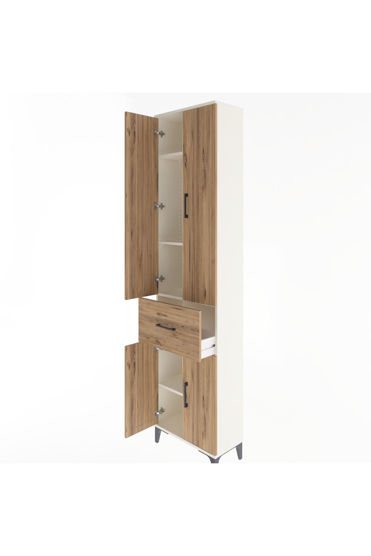 Arges Dolap 4 Raflı Tek Çekmeceli 4 Kapaklı 60x30x243 Aytaşı-Çam