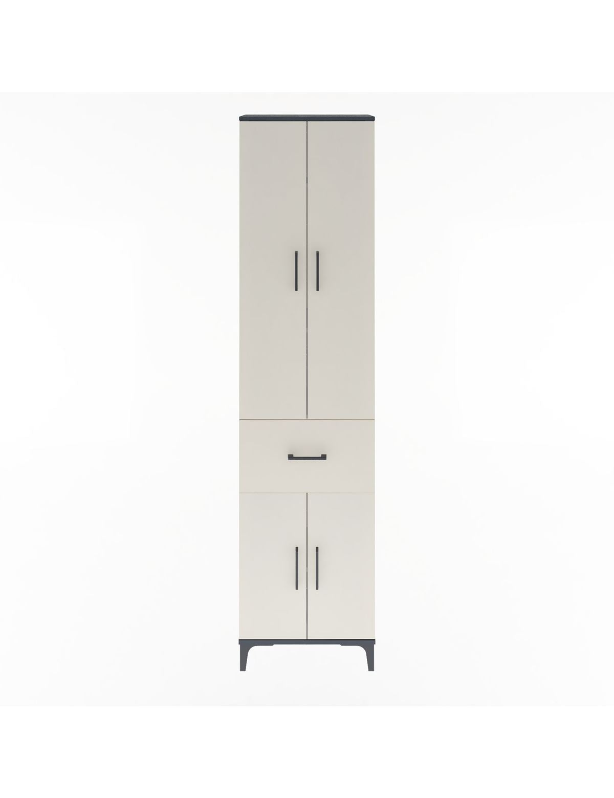 Arges Dolap 4 Raflı Tek Çekmeceli 4 Kapaklı 60x30x243 Antrasit-Aytaşı