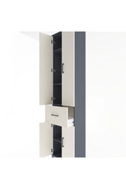 Arges Dolap 4 Raflı Tek Çekmeceli 4 Kapaklı 60x30x243 Antrasit-Aytaşı