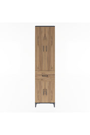 Arges Dolap 4 Raflı Tek Çekmeceli 4 Kapaklı 60x30x243 Antrasit-Çam