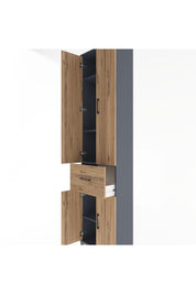 Arges Dolap 4 Raflı Tek Çekmeceli 4 Kapaklı 60x30x243 Antrasit-Çam