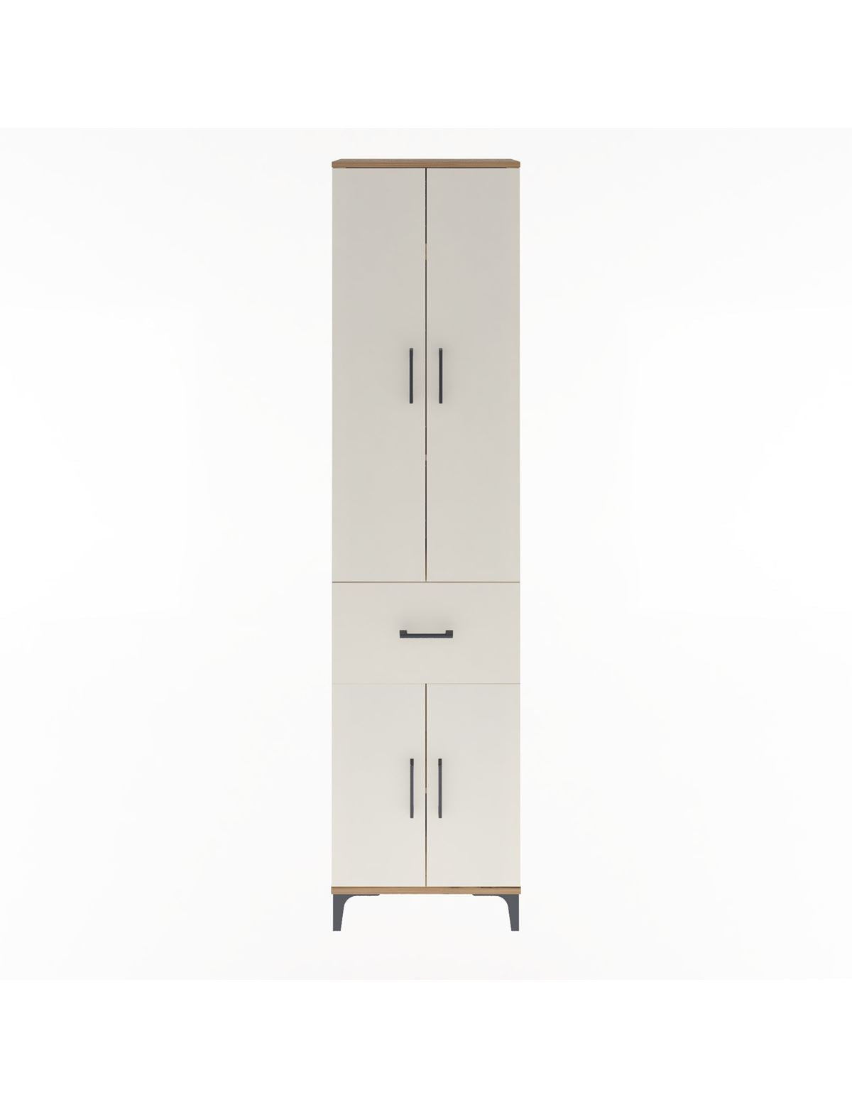 Arges Dolap 4 Raflı Tek Çekmeceli 4 Kapaklı 60x30x243 Çam-Aytaşı