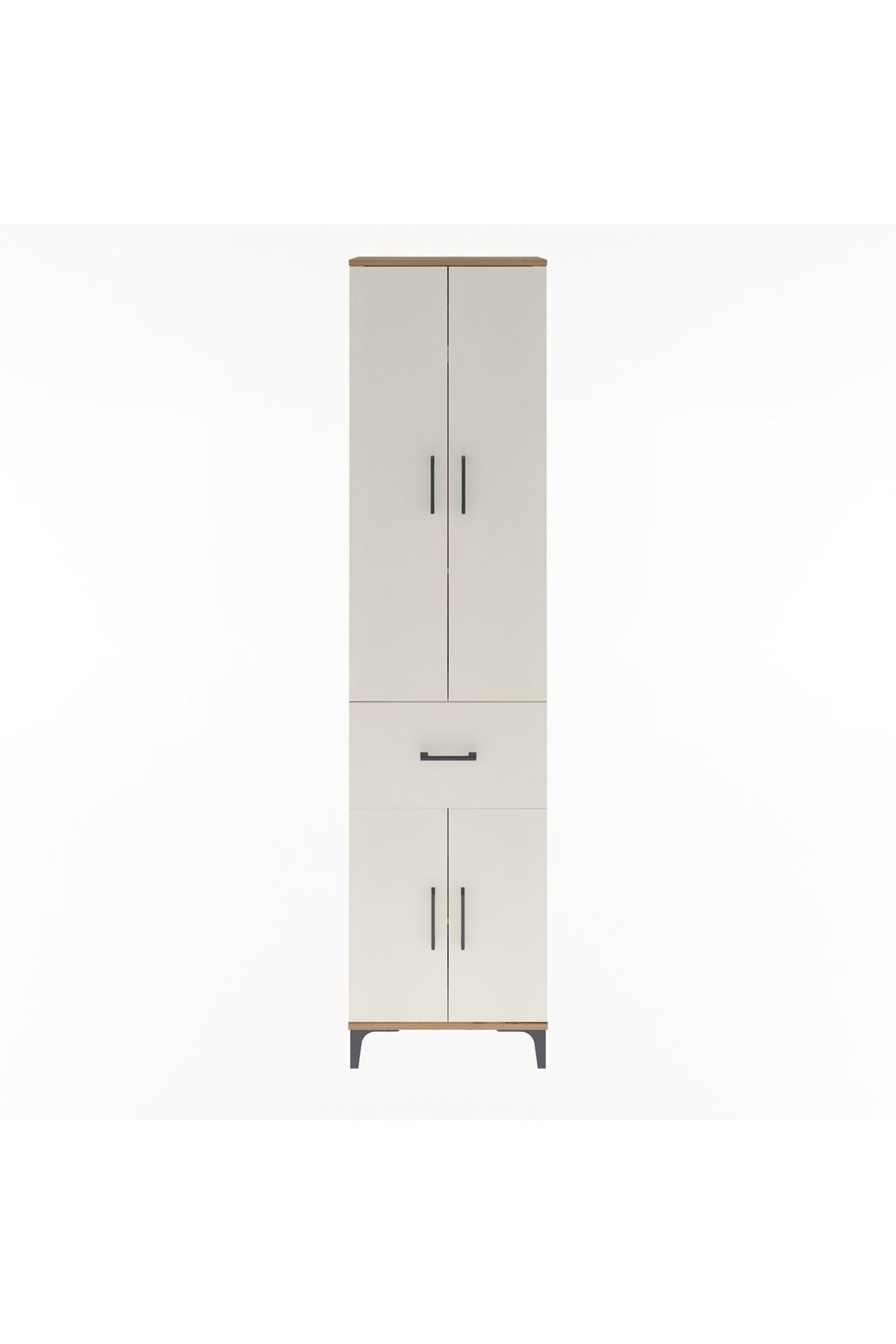 Arges Dolap 4 Raflı Tek Çekmeceli 4 Kapaklı 60x30x243 Çam-Aytaşı