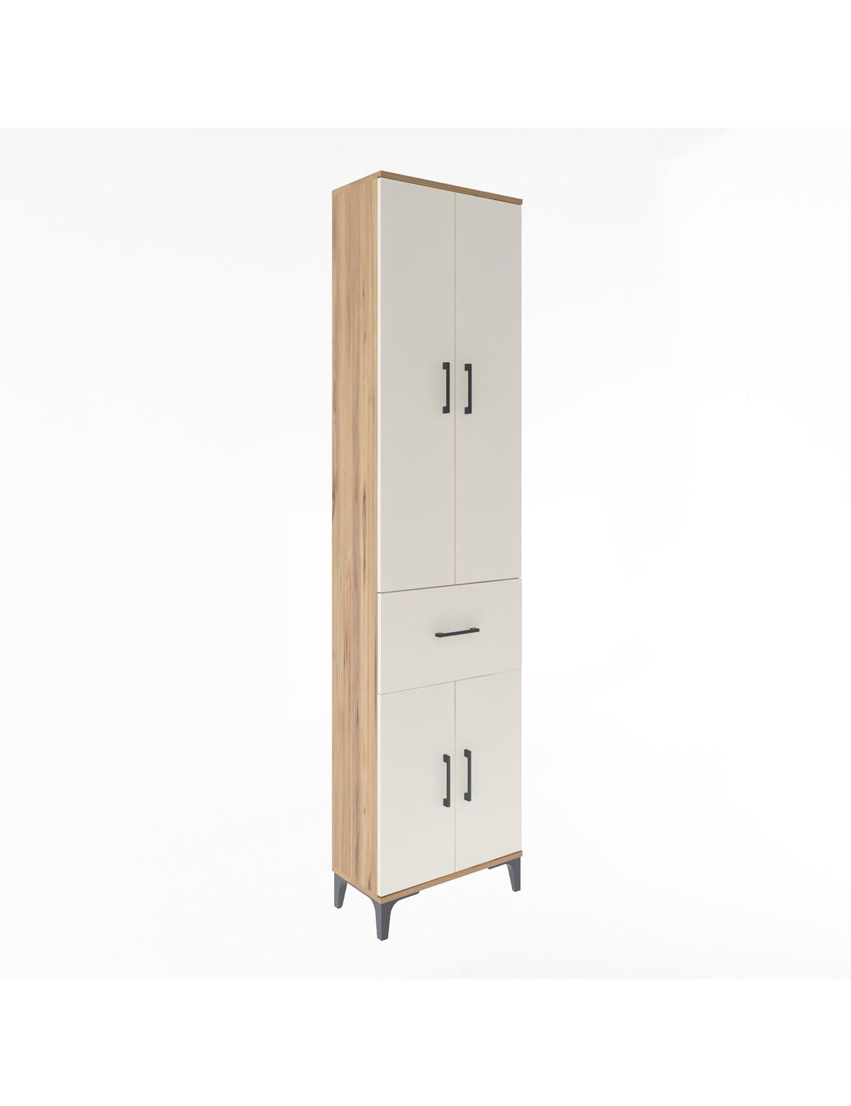 Arges Dolap 4 Raflı Tek Çekmeceli 4 Kapaklı 60x30x243 Çam-Aytaşı