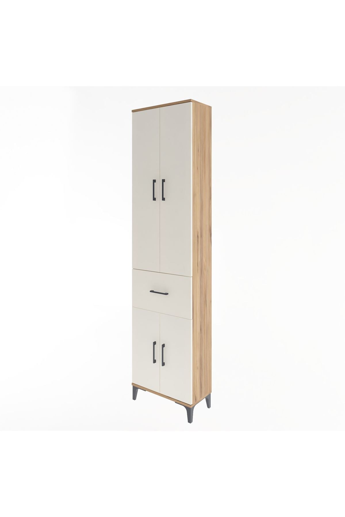 Arges Dolap 4 Raflı Tek Çekmeceli 4 Kapaklı 60x30x243 Çam-Aytaşı