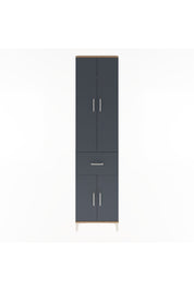 Arges Dolap 4 Raflı Tek Çekmeceli 4 Kapaklı 60x30x243 Çam-Antrasit