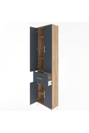 Arges Dolap 4 Raflı Tek Çekmeceli 4 Kapaklı 60x30x243 Çam-Antrasit