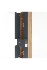 Arges Dolap 4 Raflı Tek Çekmeceli 4 Kapaklı 60x30x243 Çam-Antrasit